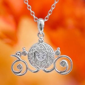 Pumpkin Carriage Necklace, 925 Sterling Silver, Charmed Aroma Cinderella